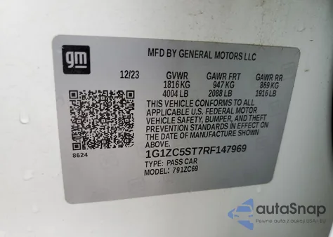 2024 Chevrolet Malibu Ls from USA, damaged, VIN 1G1ZC5ST7RF147969